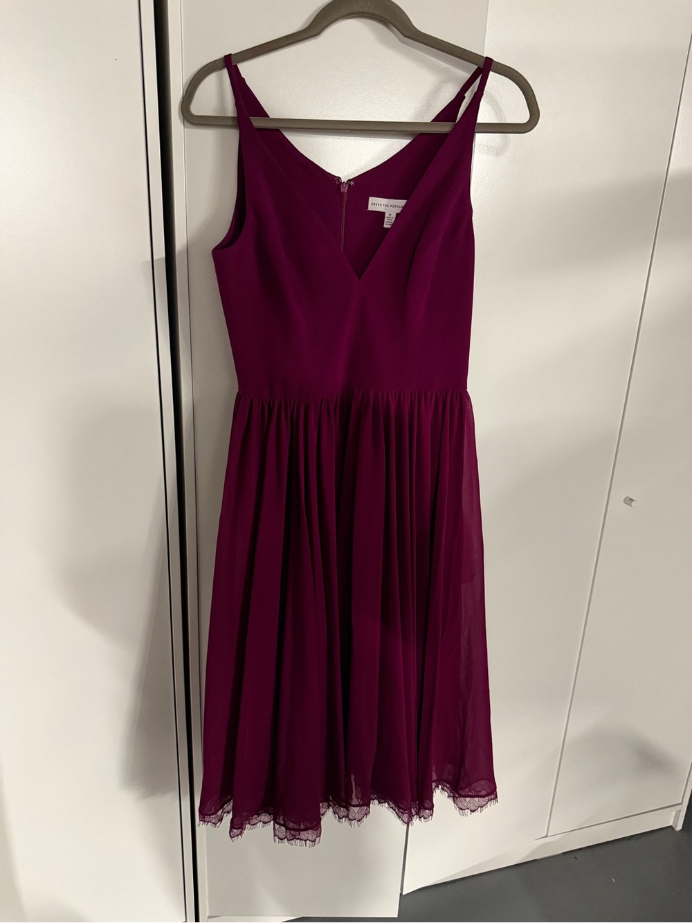 Dress the Population Girls Magenta Chiffon Spaghetti-Strap Dress